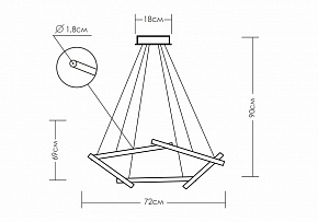 Подвесной линейный светильник TLCRIST5-50-02. Длина трубки 50 см. Диаметр 18 мм