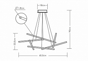 TLCRIST6-50-03. Линейный светильник из шести трубок по 50см. Трубка 18 мм.
