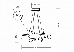 TLCRIST6-50-02. Линейный светильник из шести трубок по 50см. Трубка 18 мм.